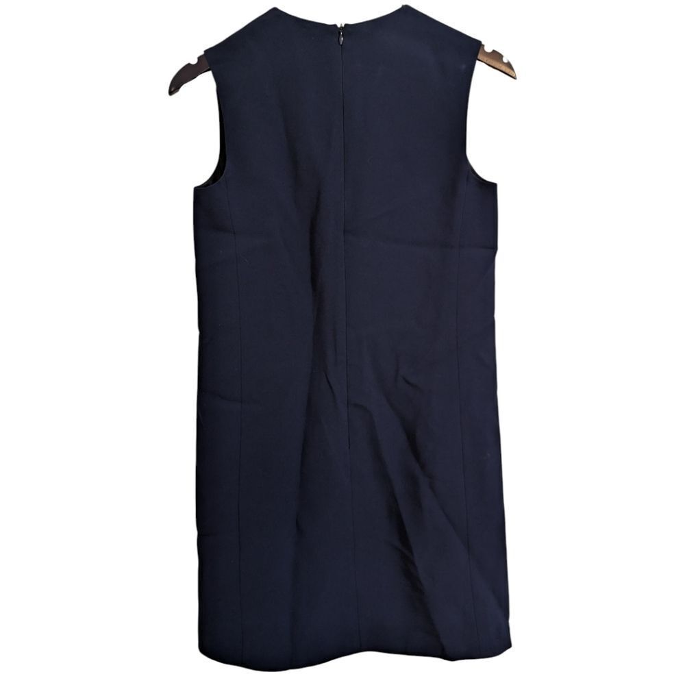 Judith & Charles Navy Triacetate V-Neck Shift Mini Dress NWT Size 0 - Picture 3 of 7